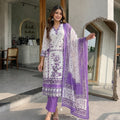 Elegant Lavender & White Printed Salwar Suit Set with Dupatta