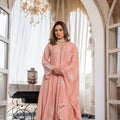 Women’s Pink Embroidered Kurta Set with Floral Dupatta
