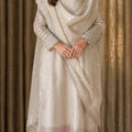 Women's Off-White Embroidered Straight Kurta Set with Dupatta