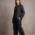 Women Cotton V-neck Two-piece Suit