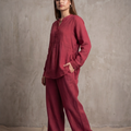 Women Cotton V-neck Two-piece Suit