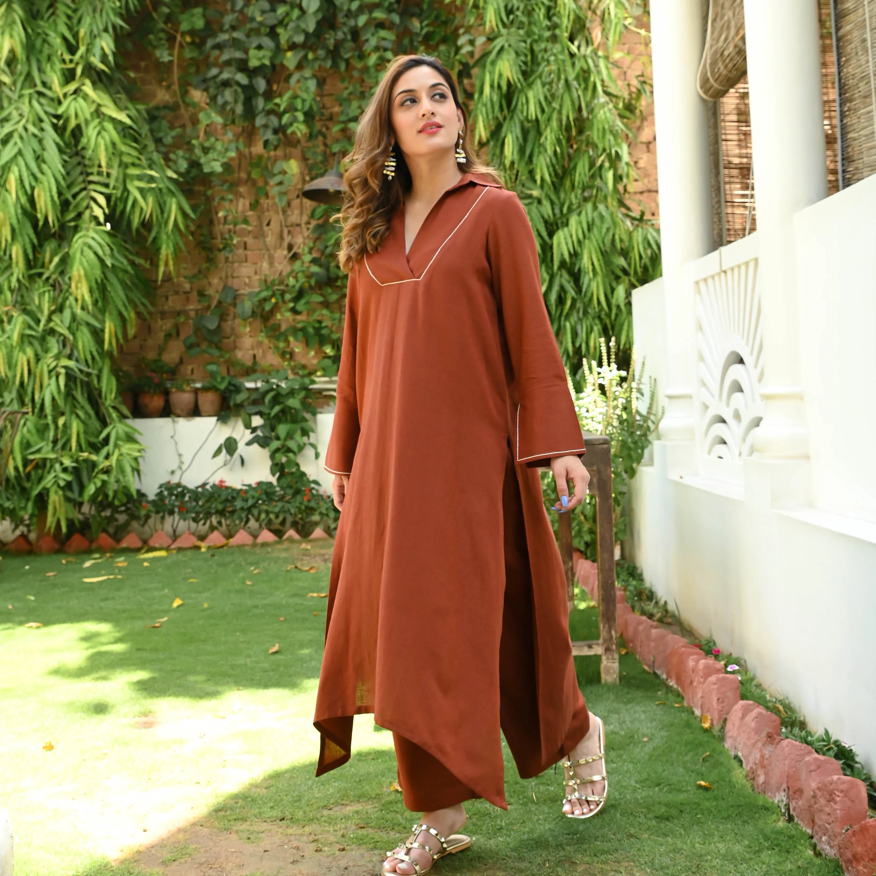 Brown Cotton Kurta