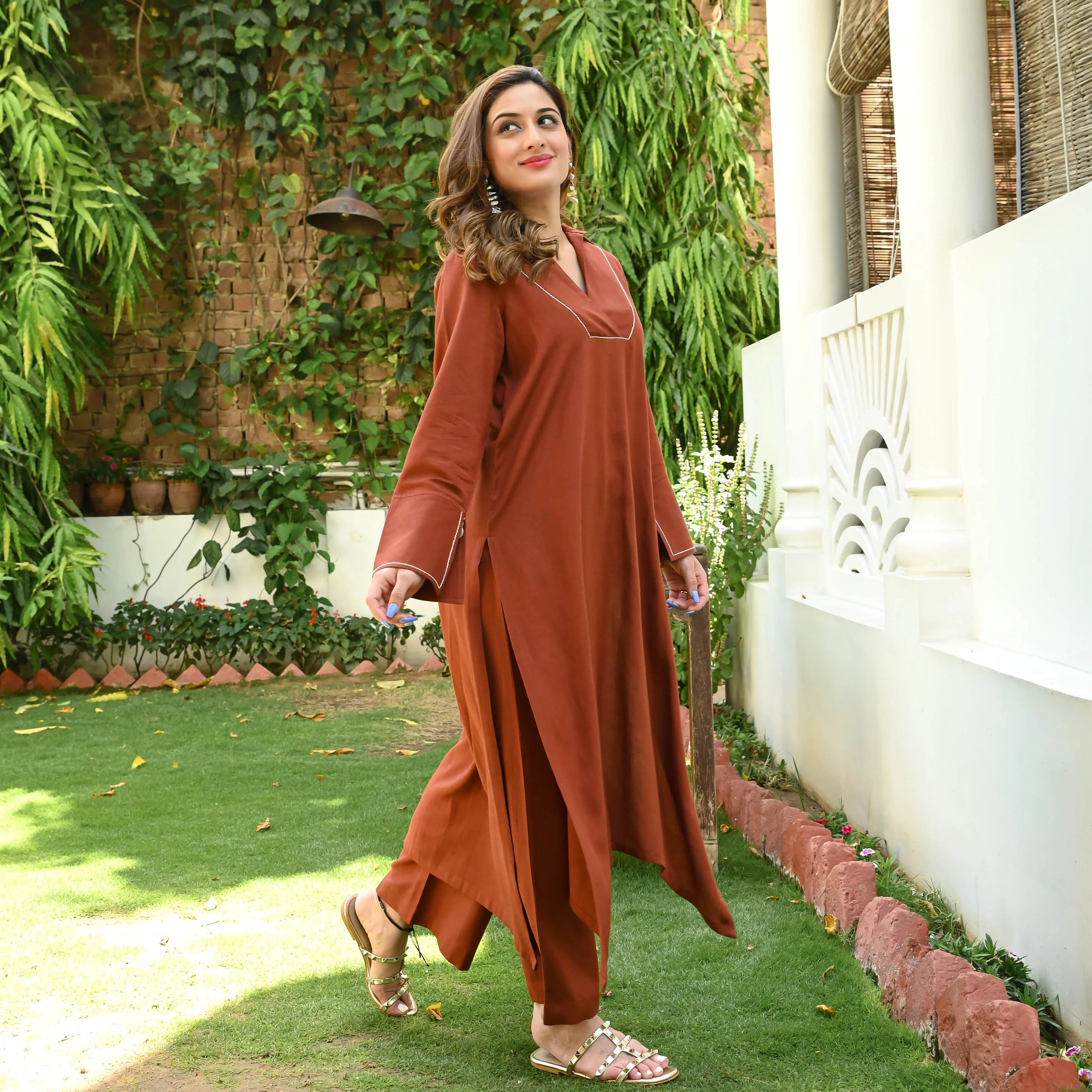 Brown Cotton Kurta