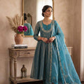 Sky Embroidered Anarkali Suit Set with Dupatta