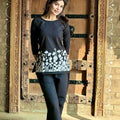 Black Floral Embroidered Thread Work Co-Ords