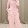 Relaxed Fit Mandarin Collar Shirt with Wide Leg Pants