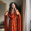 Masoom Minawala Luxe Edition Heavy Fendy Silk Designer Anarkali with Thread and Sequin Work