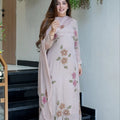 Lovely Light Onion Color Chinon Silk Digital Printed Anarkali Suit