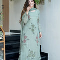 Lovely Green Color Chinon Silk Digital Printed Anarkali Suit