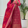Red Banarasi Silk Premium Suit Set