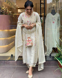 WOMEN EMBROIDERED WITH SEQUANCE WORK SUIT SET