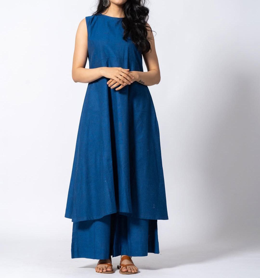 Women's Cotton Kurta pant sets - Blue