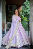 Lavender Sequin Embroidered Georgette Anarkali Set