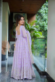 Lavender Sequin Embroidered Georgette Anarkali Set