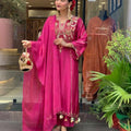 Elegant Pink Cotton Embroidered Kurta Set with Dupatta