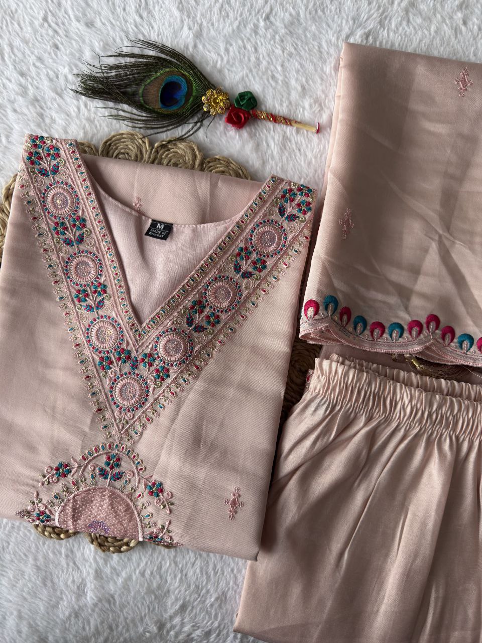 New Beautiful Hand Work Designers Kurta Pent Dupatta Set