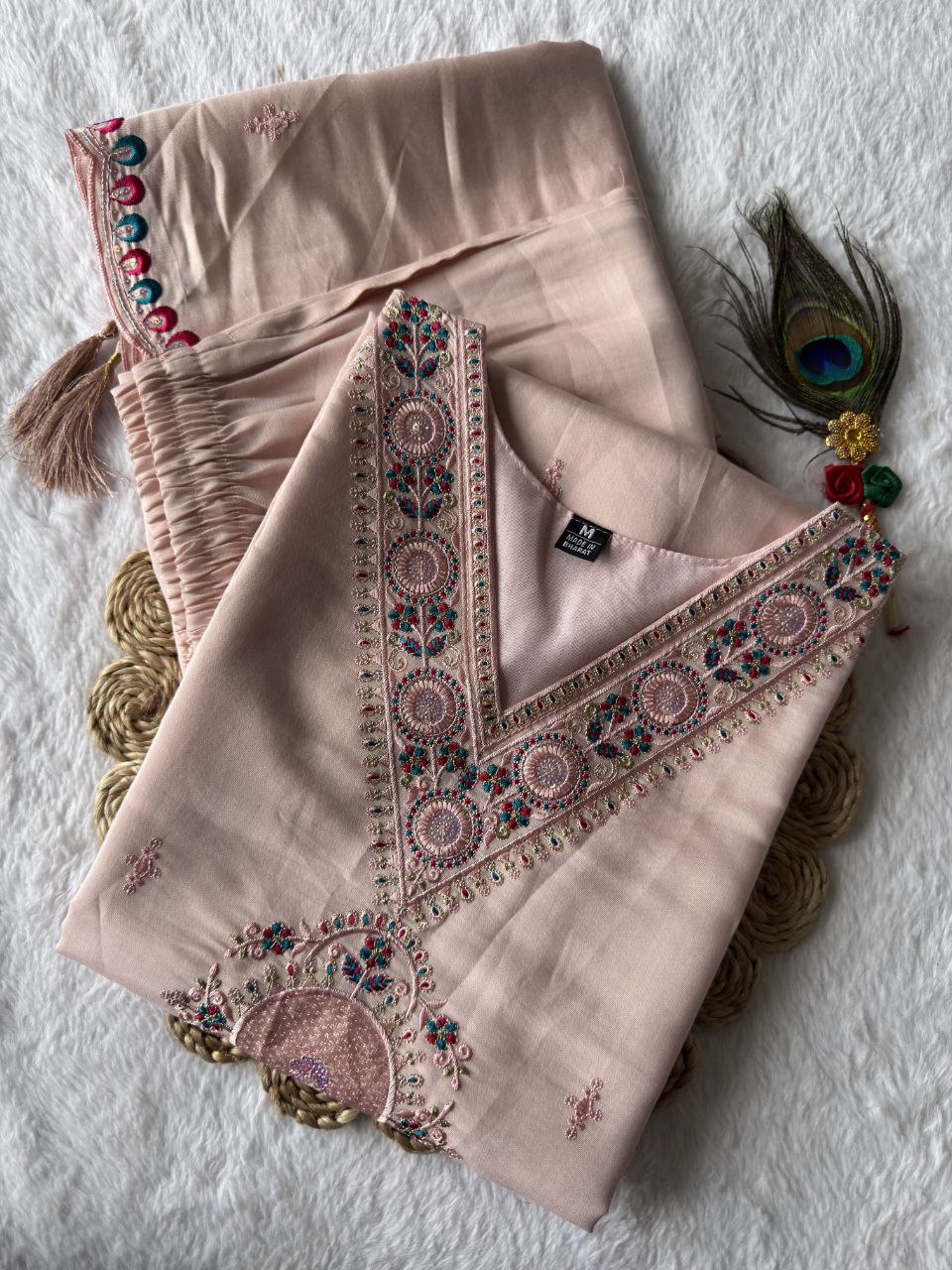 New Beautiful Hand Work Designers Kurta Pent Dupatta Set