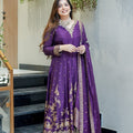 Purple Pure Cotton Silk Suit Set