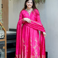 Pink Pure Cotton Silk Suit Set
