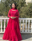 Red Georgette Anarkali Set