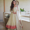 Elegant Off-White Embroidered Anarkali Kurta Set for Women