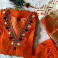 New Beautiful Hand Work Designers Kurta Pent Dupatta Set