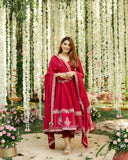 Elegant Maroon Embroidered Anarkali Suit with Dupatta