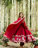 Elegant Maroon Embroidered Anarkali Suit with Dupatta