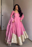 Pink Embroidered Anarkali Dress with Dupatta
