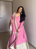 Pink Embroidered Anarkali Dress with Dupatta