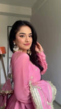 Pink Embroidered Anarkali Dress with Dupatta