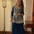 REAL MODLING OF EMBROIDERED PEPLUM TOP WITH PLAZZO PAIR