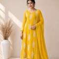 Women's Embroidered Straight Kurta Set with Dupatta